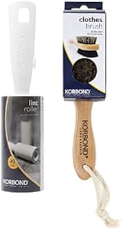 Korbond Clothes Dry Cleaning Total Solution – 1 Double Sided Clothes Brush & 1 LINT Roller (7.4m/49 Sheets) – Suitable for use on All Fabrics – Remove Inground Mud, Dust, Lint and Hair