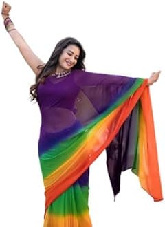 BE4ME.COM Alia bhatt Saree Rocky aur rani movie saree celebraty inspired sari Bollywood partywear Georgette Printed saree