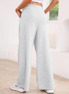 Aleumdr Wide Leg Sweatpants for Women 2025 Trendy Fashion High Waisted Drawstring Loose Long Pants with Pockets