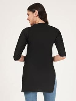 Brownverse Women's Pure Cotton Embroidered Short Kurti