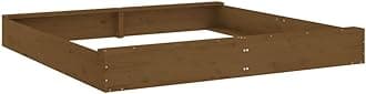 "vidaXL Outdoor Sandbox with Seats - Solid Pinewood Material, Square Shape, Honey Brown, Bottomless Design, 160x160x20 cm dimensions"