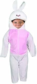 Polyester Animal Dress For Kids | Wild Animal Costume For Boys & Girls | School Function Theme Party Fancy Dress 2-8 Years (5-6 Years, Rabbit), White