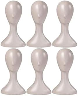16 Inch Studio Limited Professional Plastic Mannequin Head Durable Women Model Wig Head Stand Torso Styling Making Display Holder with Jack for Wigs, Hat, Mask, Headdress, Necklace (Nude, 6 Pack)