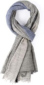 GERINLY Color Block Fall Scarf for Men Long Neck Wraps Shawl Urbanstyle Scarf Gift for Men, Graybluekhaki, M
