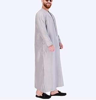 VIVICOLOR Mens Saudi Arab Jubba Thobe Muslim Islamic Kandora Kaftan Arab Ramadan Prayer Dress Robe