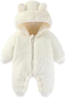 UVIPC Baby Newborn Bear Outfit Fleece Snowsuit Winter Clothes Hooded Jumpsuit Romper for Baby boy girl