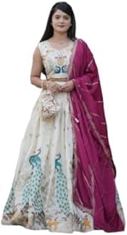 KrishuEthnicsDesigner Bridal Lehenga Choli Set with Embroidered Border, Traditional PartyWear Collection