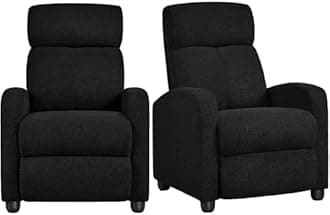 Yaheetech 2-Seat Boucle Pushback Recliner Chair Living Room Chair with Thick Seat Cushion and Backrest Reclining Chair for Living Room Black