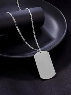 Yellow Chimes Stainless Steel Plain Silver Army Dog Tag Pendant Necklace by Yellow Chimes Silver Plated Pendant for Men (Silver) (YCSSCH-TAG1SMALL-SL)