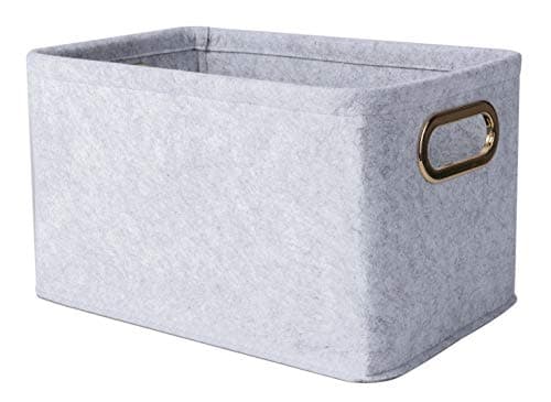 Collapsible Storage Bins Foldable Felt Fabric Storage Basket Organizer Boxes Containers with Handles Metal Handles for Nursery Toys,Kids Room,Clothes,Towels,Magazine