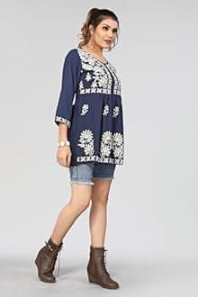 Bee M Pee Designer Short Kurti Tops for Jeans for Women I Chikankari Rayon Cotton Long Kurta Kurti for Women I Stylish wear Kurti top for Girls