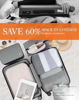 HOTOR Packing Cubes for Suitcases - 6 Pieces, Light Packing Cubes for Travel, Premium Suitcase Organizer Bags Set, Space-Saving Luggage Organizers, Travel Accessories and Essentials, Grey