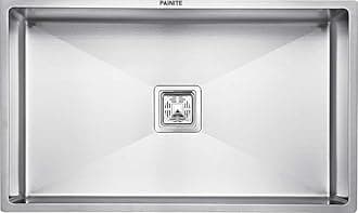 PAINITE 27" x 18" x 10" Handmade MATT Finish Single Bowl 304 Grade Stainless Steel Kitchen Sink/Kitchen Basin with Square Drainer and SS Fruit Basket