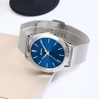 BUREI Men Watches Fashion Analog Stainless Steel Quartz Waterproof Watches,Gift for Men.