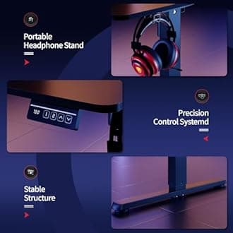 Shintenchi Standing Desk, Height Adjustable Electric Sit Stand up Desk, Ergonomic Rising Computer Table, 40x24 Inch Modern Lift Gaming Desk Workstation for Home Office, Black