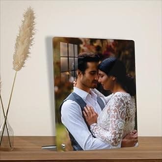 - Customised Photo Frame Personalized Text with Stand | TableTop Photo Frames | Photo Frame Anniversary Gift Birthday | Acrylic Photo Print Personalized (HORIZONTAL 8X6 Inches)