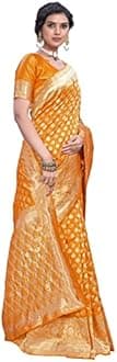 Glory Sarees Women's Woven Pure Soft Kanjivaram Silk Saree Banarasi Style With Blouse Piece for Wedding