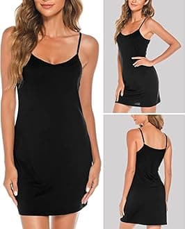 Full Slip for Women Inner, Long Slips for Women for Dresses, Long Slip for Women Inner, Under Dress Spaghetti Mid Thigh Length Slips Undergarment Nightwear