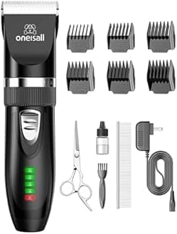 COALITION Dog Grooming Kit Clippers, Low Noise, Electric Quiet, Rechargeable, Cordless, Pet Hair Thick Coats Clippers Trimmers Set, Suitable for Dogs, Cats, and Other Pets (Black)