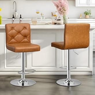 Adjustable Bar Stools Set of 2, Bar Height Stools for Kitchen Counter,Brown