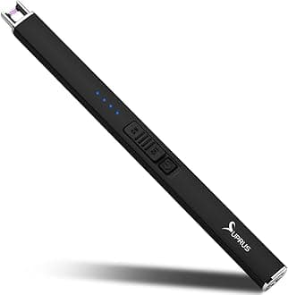 SUPRUS Electric Arc Windproof Flameless USB Lighter Rechargeable Lighter with Safety Lock for Candle BBQ Camping Black