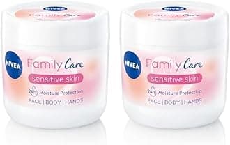 NIVEA Almond, Family Care Sensitive Moisturising Cream, Body Cream for Dry Skin, Sensitive Skin Moisturiser with Natural Almond Oil, Suitable for the Whole Family, 450 ml (Pack of 2)