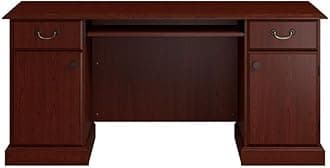 Bush Business Furniture Arlington Computer Desk with Storage and Keyboard Tray in Harvest Cherry, Traditional Workspace for Home and Professional Office