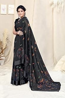 SOURBH Women's Cotton Blend Woven Madhubani Printed Saree with Blouse Piece