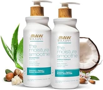 Raw Sugar The Moisture Smoothie Shampoo and Conditioner Set, Moisturize & Nourish Dry Hair, Bulk Shampoo and Conditioner with Coconut Oil, Agave & Sweet Almond Oil, No SLS/SLES & Parabens