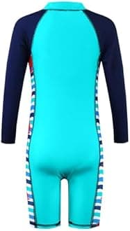 HUAANIUE Boys Swimming Short Sleeve Swimsuit 3-12Y Kids One Piece Swimwear Navy Sun Protection 50+ Swim Clothes UPF Warm Sportwear Costume Summer Surfing