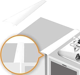 Linda's Essentials Silicone Stove Gap Covers (2 Pack), Heat Resistant Oven Gap Filler Seals Gaps Between Stovetop and Counter, Easy to Clean Stove Gap Guard (30 Inches, White)