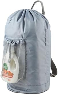 Backpack Laundry Bag, Large Laundry Backpack with Detergent Holder and Adjustable Shoulder Straps for College Travel Dorm Room (Gray)