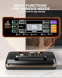 95kpa Vacuum Sealer Machine, Commercial Full Automatic Food Sealer, Food Vacuum Sealing Machine with Cutter, 10 Pre-cut Bags & Bag Rolls and Accessory Hose, Fully Starter Kits - Black Gold