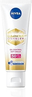 NIVEA Luminous Even Glow Oil Control Day Cream & Moisturizer SPF 50 | Patented Thiamidol (60X More Effective Than Vitamin C) | Dark Spots & Pigmentation | Oil Control, Brightening & Even Tone with Hyaluronic Acid | 40ml