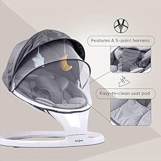 Baybee Electric Baby Swing Cradle with Adjustable Swing Speed, Vibration, Music & Mosquito Net | Premium Automatic Baby Rocker (White)