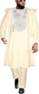 African Mens Clothing Traditional Wedding Attire Embroidery Agbada Boubou Caftan Nigerian Male Clothes Set