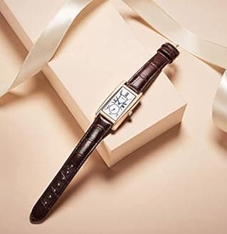 carlien Women Quartz Watch Lady Stylish Rectangle Dress Watch with Leather Strap and Sapphire Crown