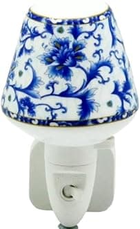 AcaciaHome Durable and Clasic LED Night Light - Colorful Floral Ceramic Decorative Light | Ideal for Bedrooms, Hallways, Bathrooms Nighttime Lighting Solution - Perfect Home Decor (Blue) [Energy Class A]