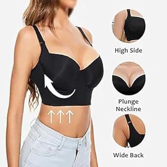 Brasieres Anchos De Espalda Y Levanta Busto, Back Smoothing Push-Up Bra, Anti-Sagging Large Size Seamless Bra Black