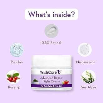 WishCare Collagen Boosting - Advance Repair Night Cream - With Retinol, Niacinamide, GrapeSeed, Sea Algae, Jojoba & Rosehip - For Anti-Aging, Skin Firming & Plumping Skin - 50 gm (WARNC50)