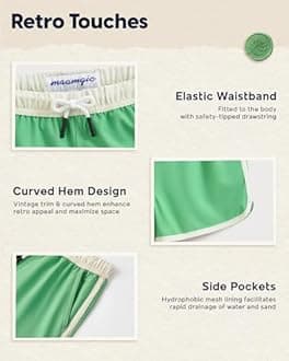 maamgic Boys Swim Trunks with Compression Liner Vintage Swim Shorts Toddler Swimsuit