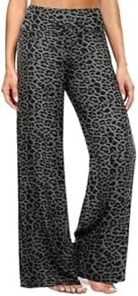 ZOOSIXX Soft Black Pajama Pants for Women, Wide Leg Comfy Casual Lounge Yoga Capri Pants 22'' / 30''