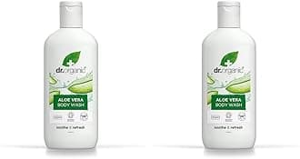 Dr Organic Aloe Vera Body Wash, Shower Gel, Natural, Vegan, Cruelty-Free, Paraben & SLS-Free, Recyclable & Recycled Ocean Bound Plastic, Certified Organic, 250ml, Packaging may vary (Pack of 2)