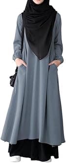 Muslim Closet Two Pieces Abaya Dress with Elasticated Sleeves made with Nida Matte Fabric - Knee length Burqa for Women and Girls