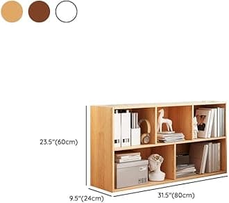 LITFAD Wood Modern Cube Bookcase with Closed Back and Multiple Shelves Floor Storage Cabinet for Home Office Study Room Library - Nut-Brown 31.5" L x 9.4" W x 23.6" H