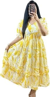 MEERA FAB Women's Anarkali Floral Printed Kurta for Women