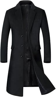 Mens Winter Coat Slim Fit Wool Overcoat Knee-Length Elegant Trench Coat Business Peacoat