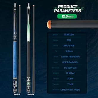KONLLEN Carbon Fiber Pool Cue Stick Wrapless Dragon Professional (Full Carbon Technology Low Deflection Billiard Cues,12.5mm,147cm)