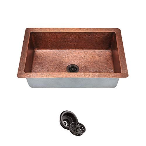 MR Direct 903-ST Copper Undermount 33 in. Single Bowl Kitchen Sink Strainer
