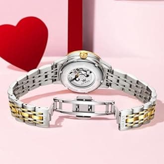 OLEVS Ladies Luxury Gold Silver Stainless Steel Quartz Watch Waterproof Date